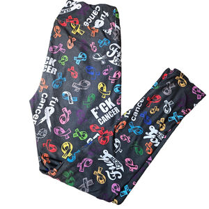Women's F*ck Cancer Leggings OS Multicolor